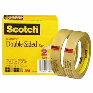 Scotch® Double-Sided Tape, 3/4" x 1296", 3" Core, Transparent, 2/ 051131999114